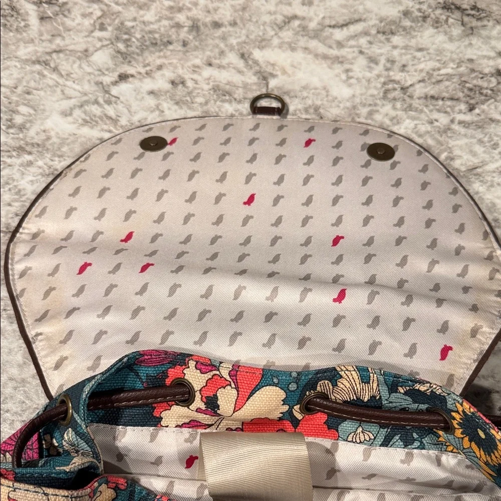 Sakroots Teal and Multicolor Floral Backpack with small pouch - Picture 3 of 10